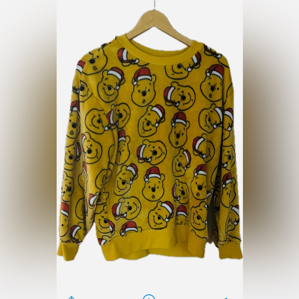 Disney Winnie the Pooh Yellow sweater top soft warm cute size L